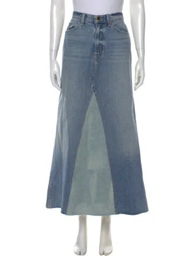 Pre-owned Khaite Raw-edge Trim Long Skirt In Blue