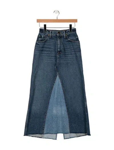 Pre-owned Khaite Raw-edge Trim Long Skirt In Blue