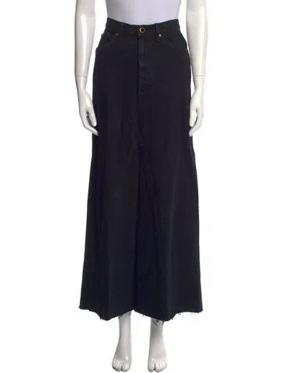 Pre-owned Khaite Raw-edge Trim Midi Length Skirt In Black