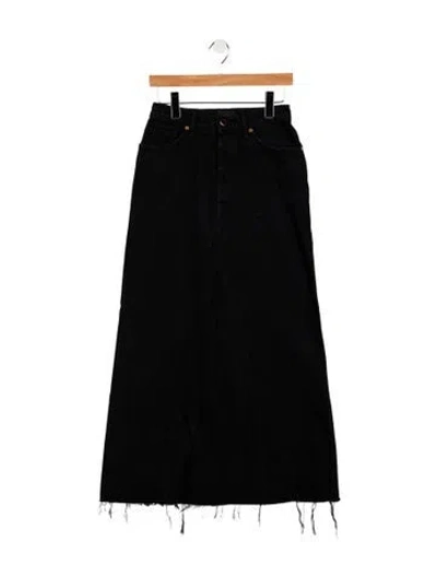 Pre-owned Khaite Raw-edge Trim Midi Length Skirt In Black
