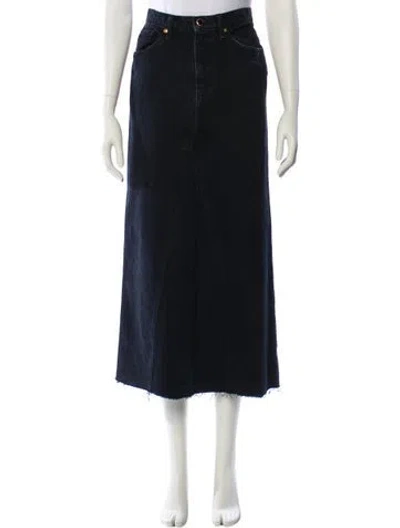 Pre-owned Khaite Raw-edge Trim Midi Length Skirt In Black