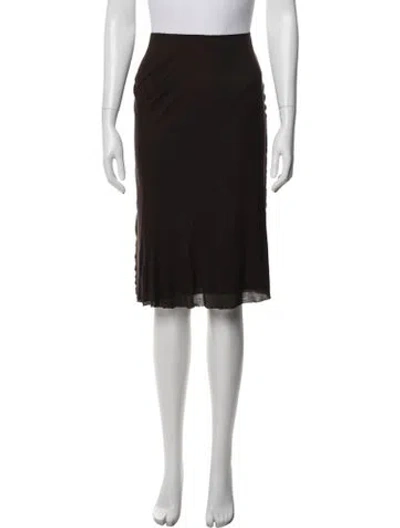 Pre-owned Khaite Raw-edge Trim Midi Length Skirt In Brown