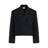 Khaite Raymond Cropped Satin-trimmed Crepe Blazer In Black