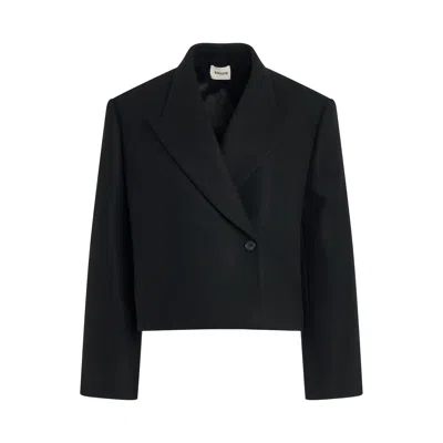 Khaite Raymond Crepe Satin Jacket In Black