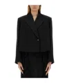 Khaite Raymond Cropped Satin-trimmed Crepe Blazer In Black