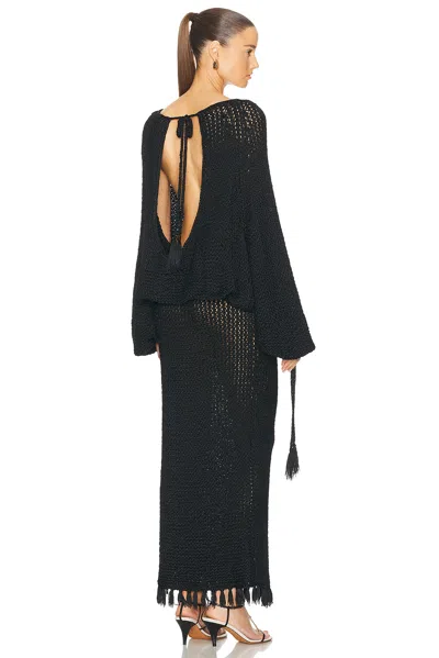 Khaite Reagan Tasselled Open-knit Dress In Schwarz
