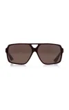 Khaite Rectangle-frame Acetate Sunglasses In Burgundy