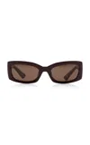 Khaite Rectangle-frame Acetate Sunglasses In Burgundy