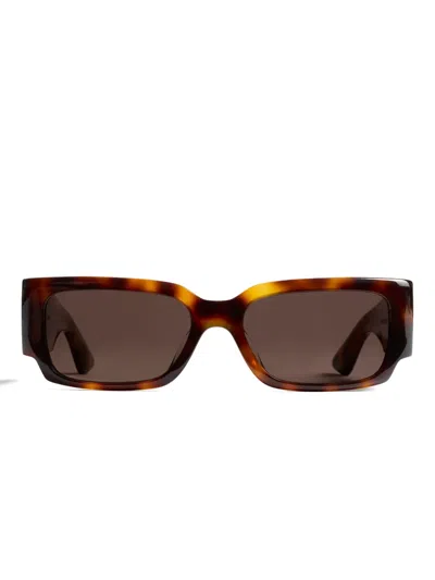 Khaite Rectangle Leopard Sunglasses In Brown