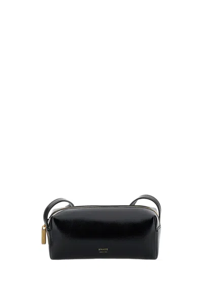 Khaite Rectangular Mini Crossbody Bag In Luminous Calfskin In Brown