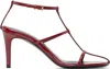 Khaite Leather T-strap Sandals In Fire Red