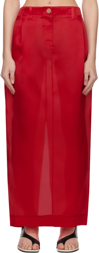 KHAITE RED LUCIAN MAXI SKIRT
