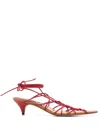 Khaite Arden Strappy Caged Ankle-tie Sandals In Red