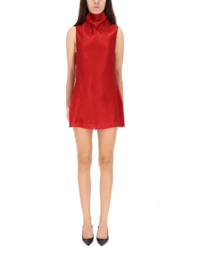 KHAITE WOMEN RED TURTLE NECK MINI DRESS, S LUXURY DRESSES FOR WOMEN DARVEYS