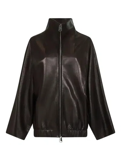 Khaite High-collar Zip-front Jacket In Multi