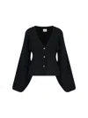 Khaite Relaxed Black Knit Sweater With Deep V-neckline In Black