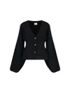 Khaite Relaxed Black Knit Sweater With Deep V-neckline In Black
