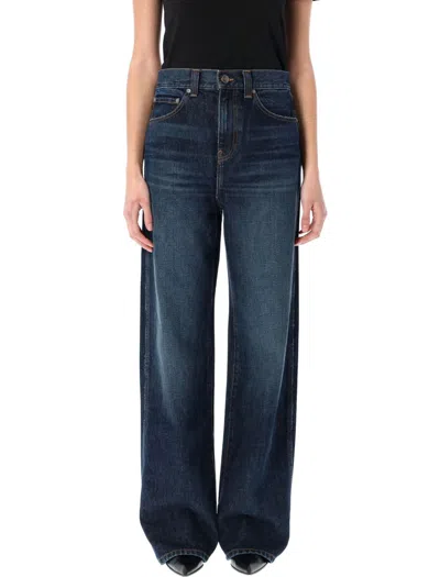 Khaite Danielle High Rise Straight Jeans In Blue