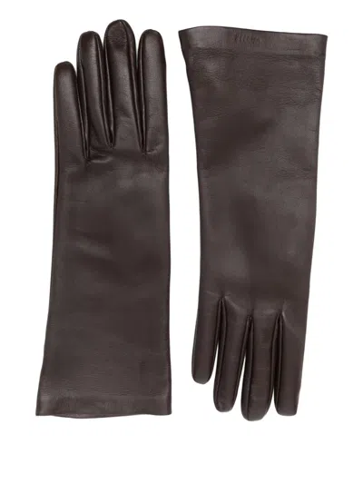 Khaite Remo Leather Gloves In Green