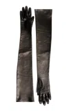 Khaite Remo Long Leather Gloves In Black