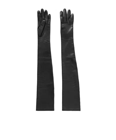 Khaite Remo Long Leather Gloves In Black