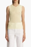 Khaite Renato Rib Merino Wool Blend Sleeveless Sweater In Pollen