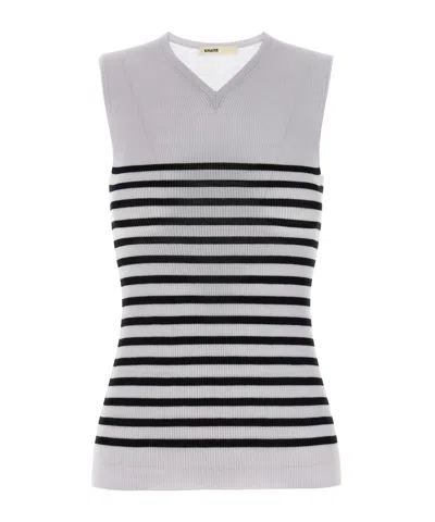 KHAITE KHAITE STRIPED V-NECK KNIT TANK TOP