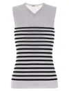Khaite Renato Rib Merino Wool Blend Sleeveless Sweater In White/black