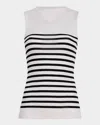Khaite Renato Rib Merino Wool Blend Sleeveless Sweater In Pearl  Black