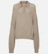 Khaite Rene Cashmere Blend Polo Jumper In Beige