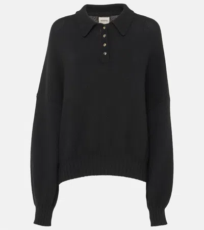 Khaite Rene Cashmere Polo Sweater In Black