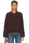Khaite Rene Cashmere Polo Sweater In Brown