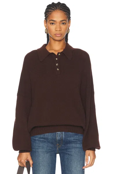 Khaite Rene Cashmere Polo Sweater In Brown