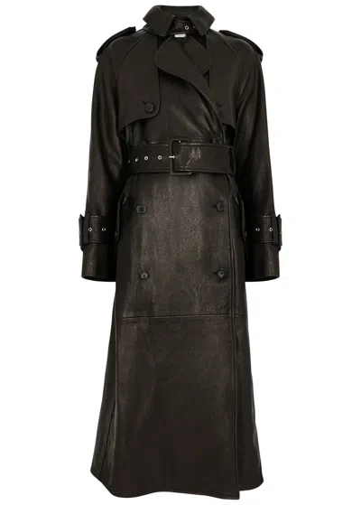 Khaite Rennie Leather Trench Coat In Black