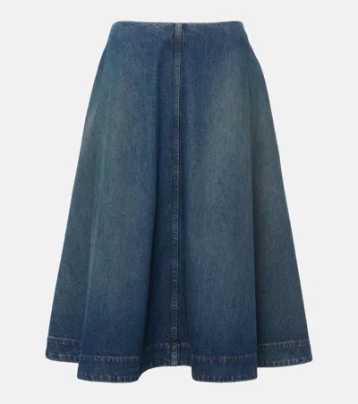 KHAITE RENTA DENIM MIDI SKIRT