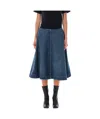 Khaite Renta Denim Midi Skirt In Blue
