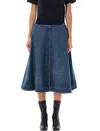 Khaite Renta Denim Midi Skirt In Blue