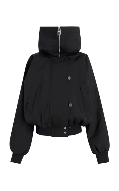 Khaite Rhonda High Neck Twill Bomber Jacket In Black