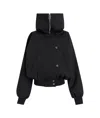 Khaite Rhonda High Neck Twill Bomber Jacket In Black