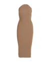 Khaite Rumer Strapless Ribbed-knit Midi Dress In Brown