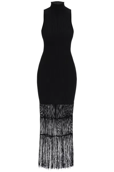 KHAITE RIBBED KNIT DRESS WITH FRINGE DETAILS