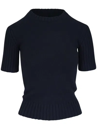 Khaite Ribbed Knit T-shirt In Black