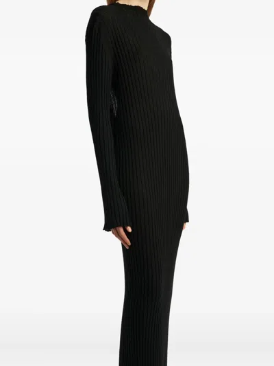 Khaite Ribbed Open-back Midi Dress In Black