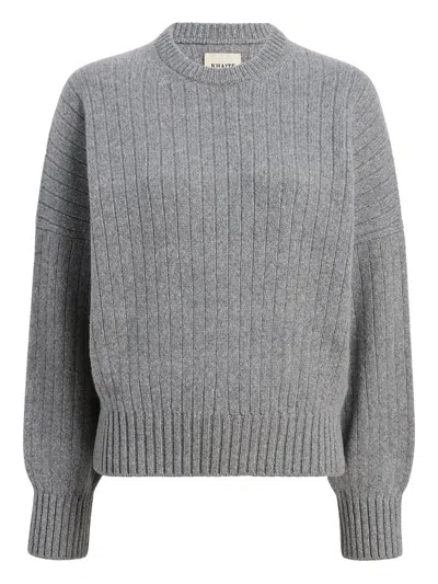 Khaite Ribbed Sweater In Gray
