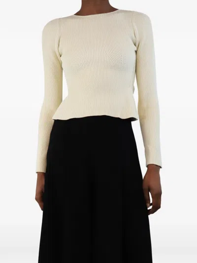 Pre-owned Khaite Ribbed Tie-back Crop Top In Neutral