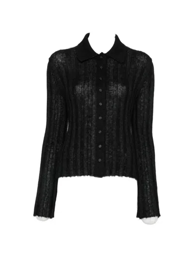 Khaite Ribbed-knit Card In Black