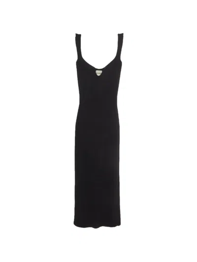 Pre-owned Khaite Ribbed-knit Midi Dress In Black