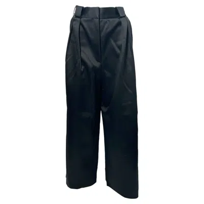 Khaite Rico Wide Leg Pants In Black Wool In Blue