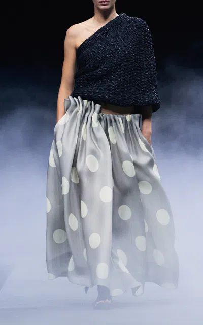 Khaite Riley Pleated Silk Gazar Maxi Skirt In Animal Print