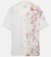 Khaite Riordan Floral Sheer Silk Organza Shirt In White